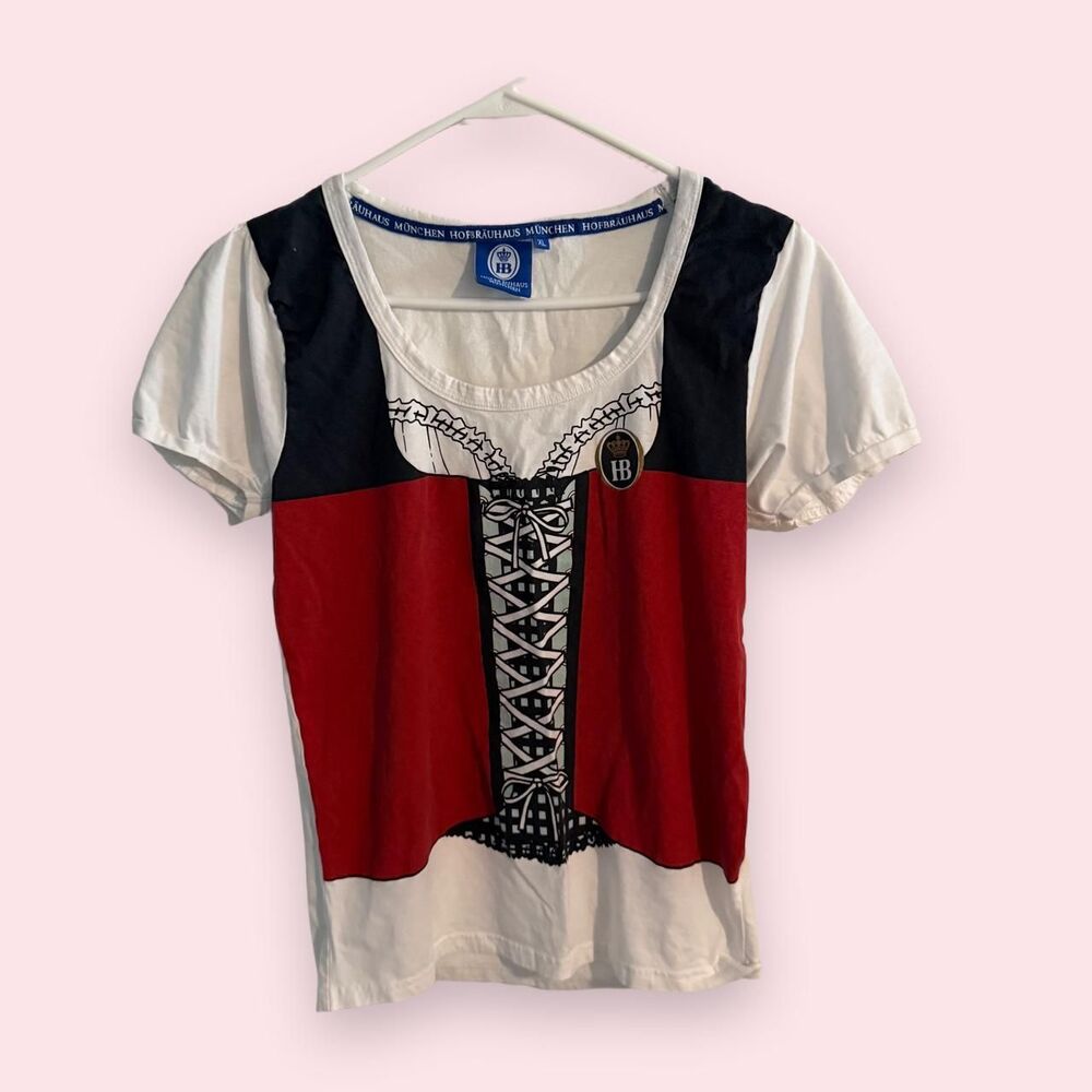 Hofbrauhaus Munchen shirt women XL white dirndl costume oktoberfest